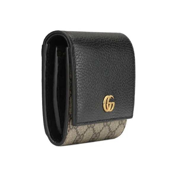 GUCCI Marmont Canvas With Leather Wallet Women's Ebony/Black-2