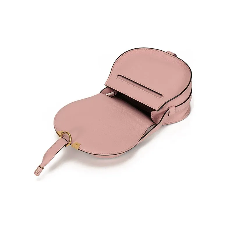Chloe Leather Saddle Bag, Crossbody Bag, Shoulder Bag Mini Women's Light Pink-4