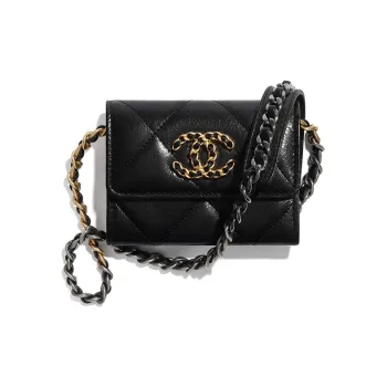 CHANEL 19Bag Goatskin Handbag, Shoulder Bag, Crossbody Bag Regular Unisex Black