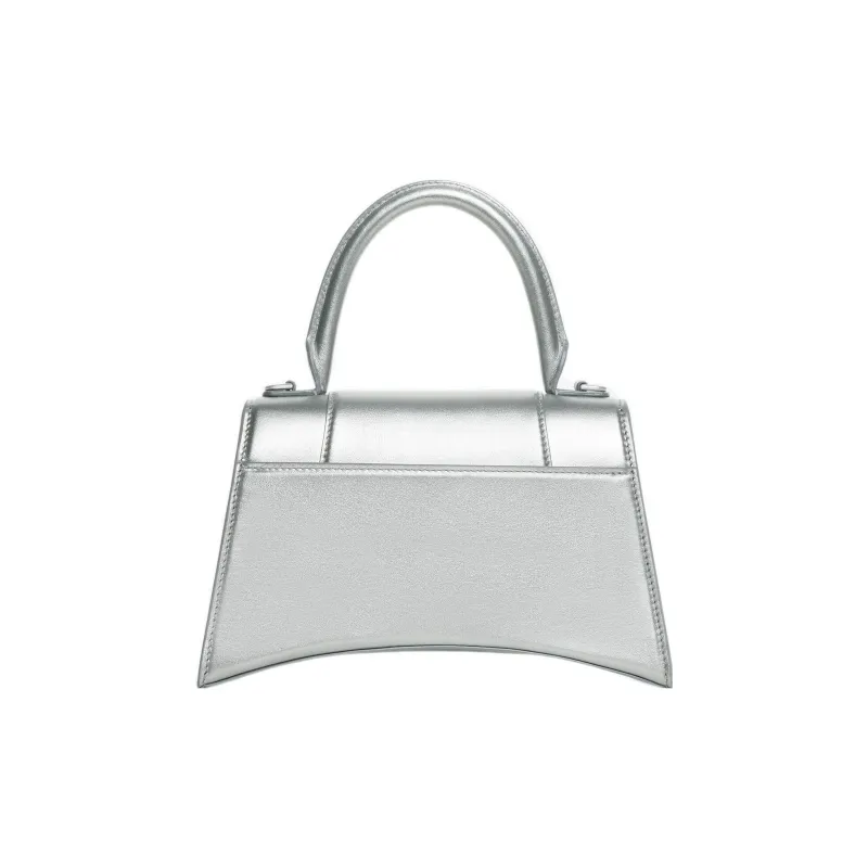 Balenciaga Hourglass Cow Leather One Shoulder Handbags Small Size Women's Silver-1