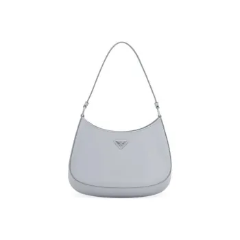 PRADA Cleo Shiny Leather Shoulder Bag Women's Cornflower Blue