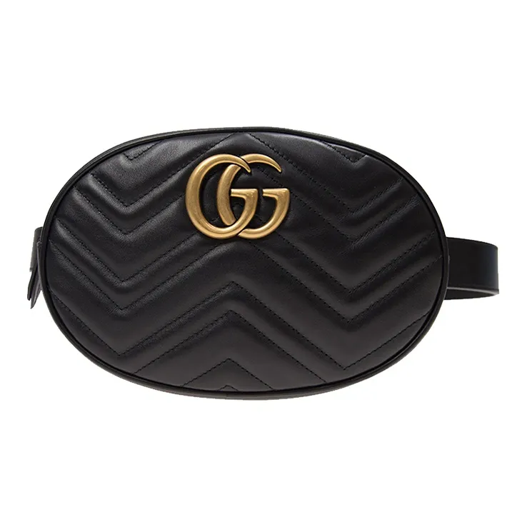 GUCCI GG Marmont Cow Leather One Shoulder Crossbody Bag, Sling Bag, Fanny Pack Women's Black-0