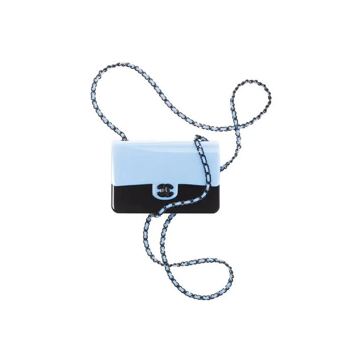 CHANEL 21K Winter Resin Glass Shoulder Bag, Crossbody Bag Women's Blue & Black-0