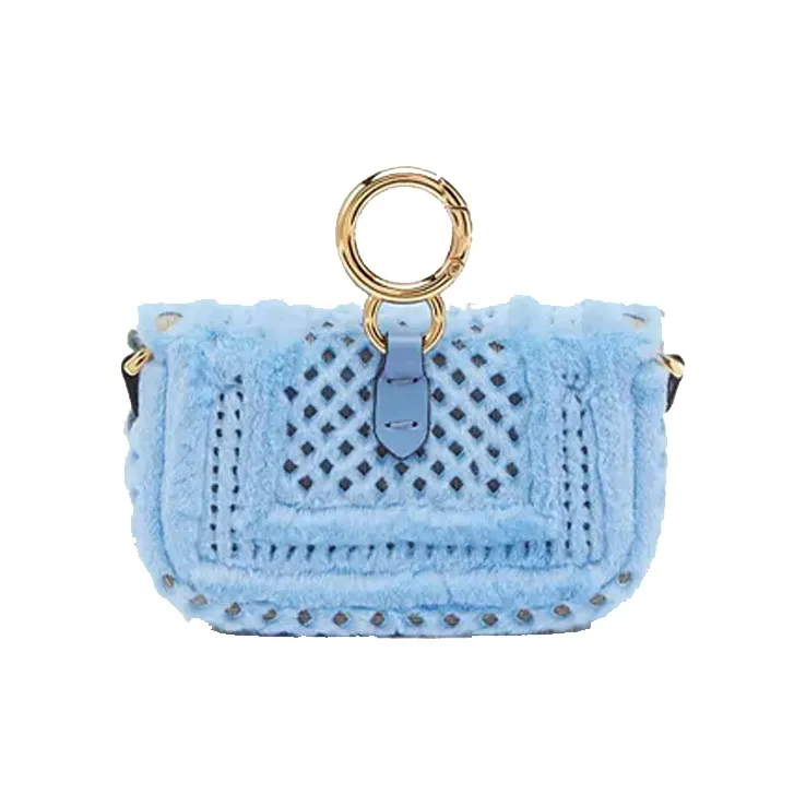FENDI Baguette Mink Fur Baguette Bag Coin Purses Shoulder Bag Crossbody Bag Extra Mini Women's Light Blue-2