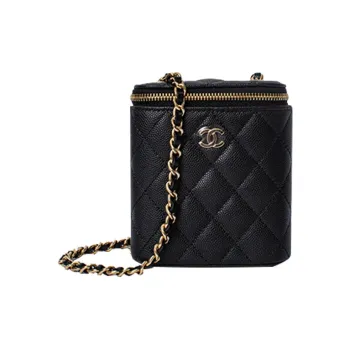 CHANEL Cow Leather Square Box Crossbody Bag, Shoulder Bag Women's Black