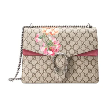 GUCCI Dionysus GG Blooms Canvas With Leather Shoulder Bag Crossbody Bag Medium Size Women's Ebony/Pink