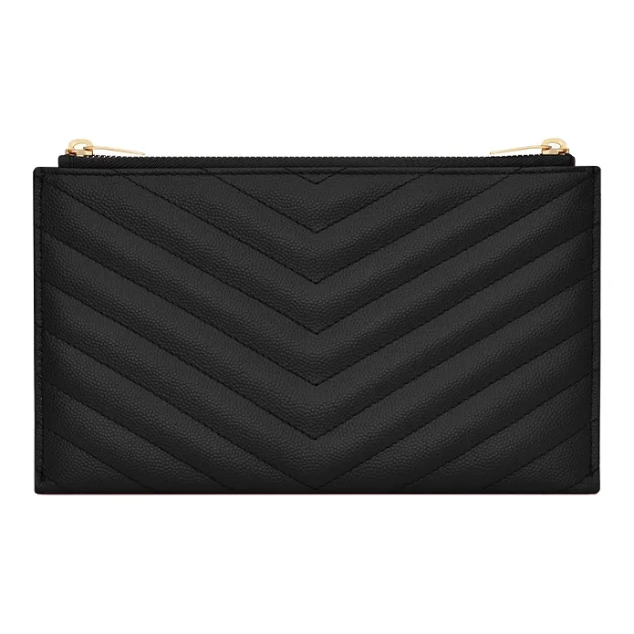 SAINT LAURENT Calfskin Wallets Clutches Women's Black-3