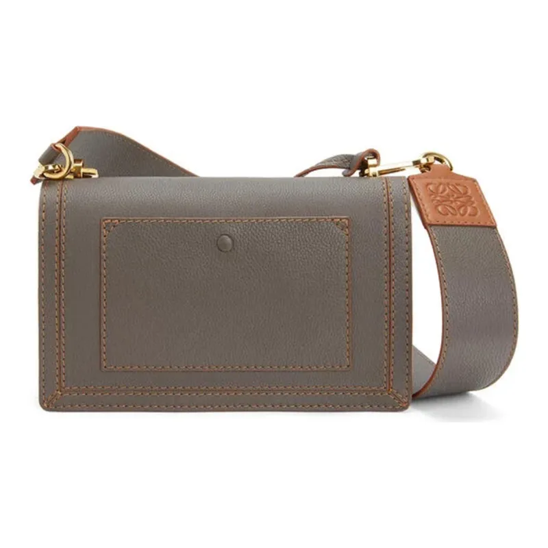 LOEWE Barcelona Soft Grained Calfskin Messenger Bag Handheld Shoulder Bag Crossbody Bag Small Size Women's Taupe-3