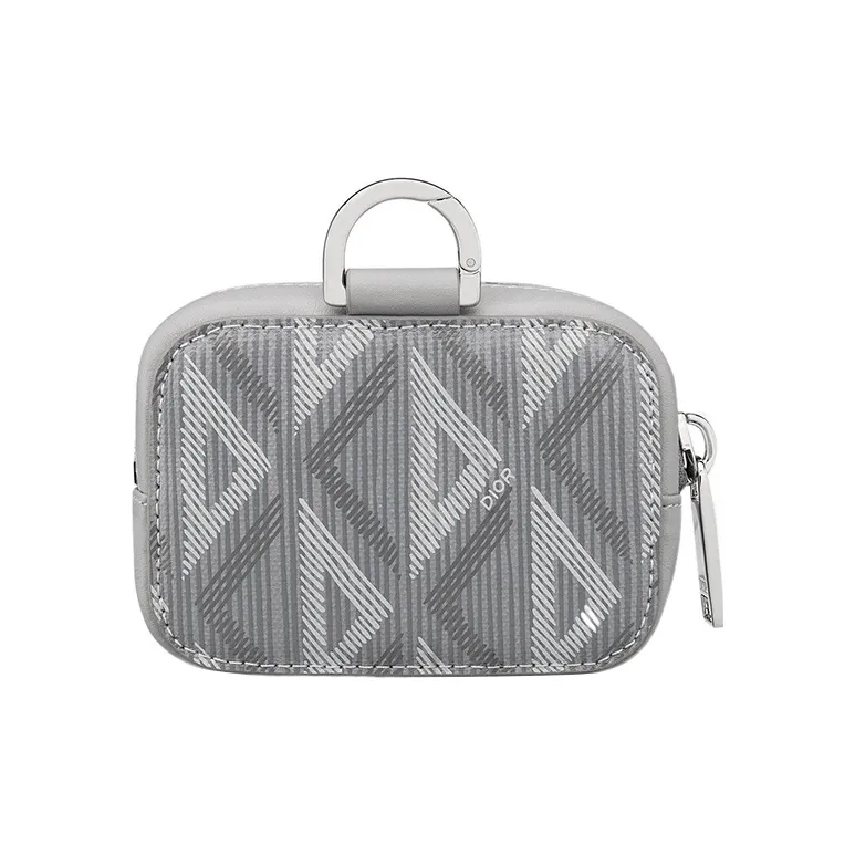 DIOR Canvas One Shoulder Crossbody Clutches Men's Gray-3