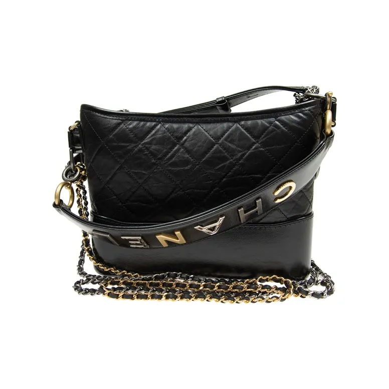 CHANEL Gabrielle Cow Leather Hobo Bag, Handbag, Shoulder Bag, Crossbody Bag Medium Size Women's Black-1