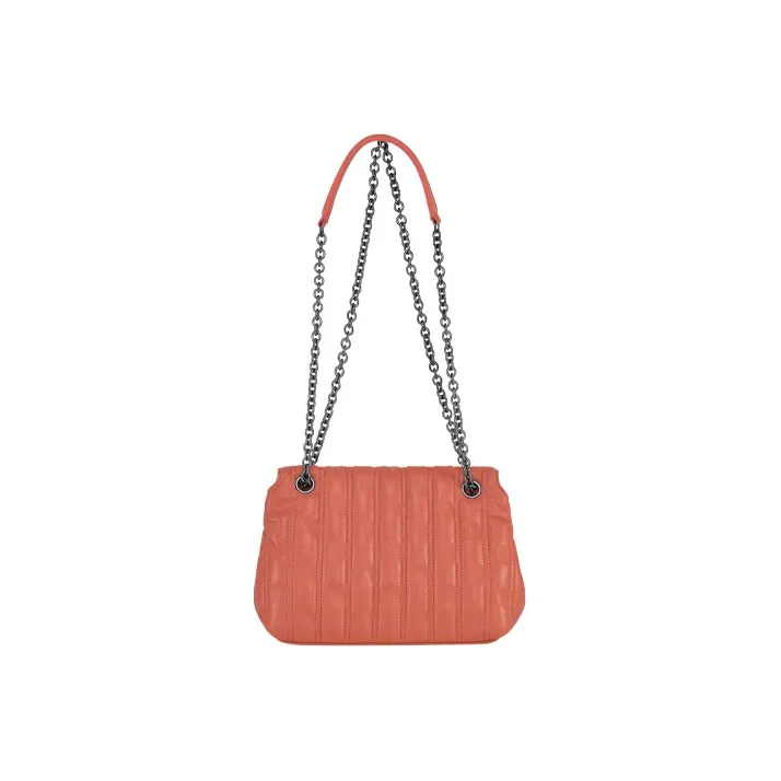 LONGCHAMP Brioche Kid Leather Shoulder Bag Crossbody Bag Small Size Women's Orange Pink-2