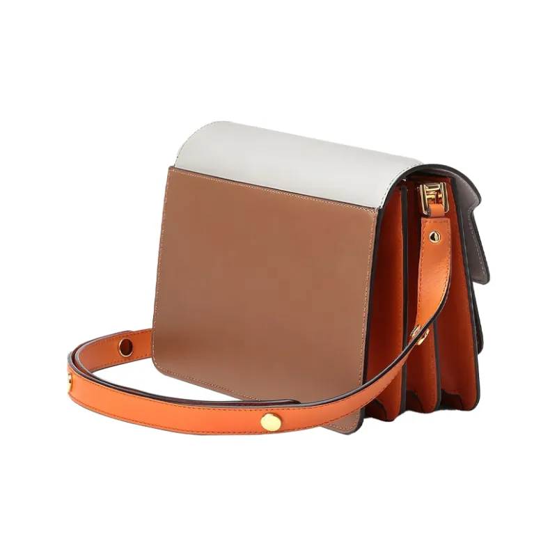 MARNI Trunk Calfskin Trunk Bag Handbag Travel Bag Women's White/Brown/Orange-2