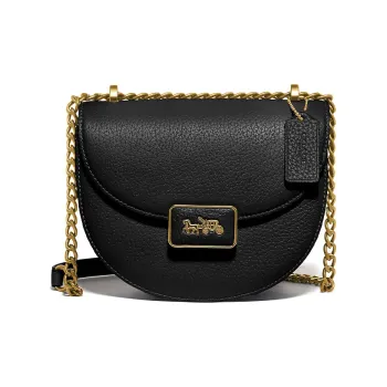 COACH Alie Leather Shoulder Bag Crossbody Bag Small Size Women's Black