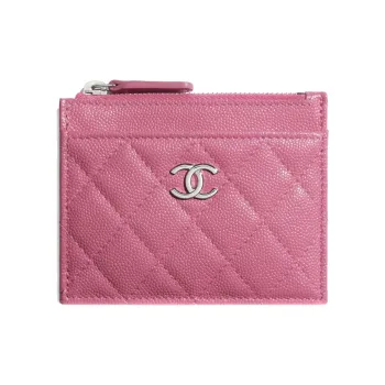 CHANEL Cow Leather Card Holder Unisex Pink