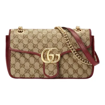 GUCCI GG Marmont Quilting Canvas With Leather Shoulder Bag, Crossbody Bag Small Size Women's Beige