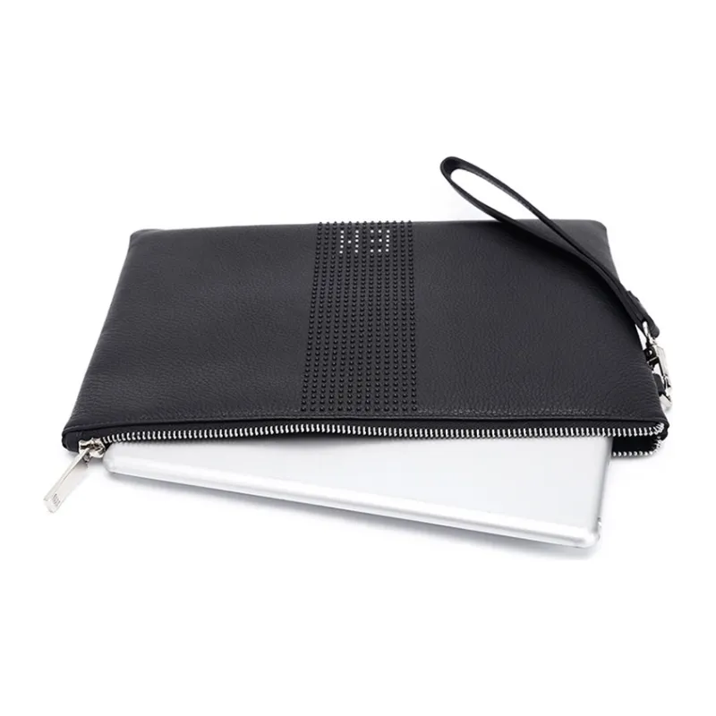 ELLE HOMME Cow Leather Envelope Bag Crossbody Bag Clutch Regular Men's Black-5