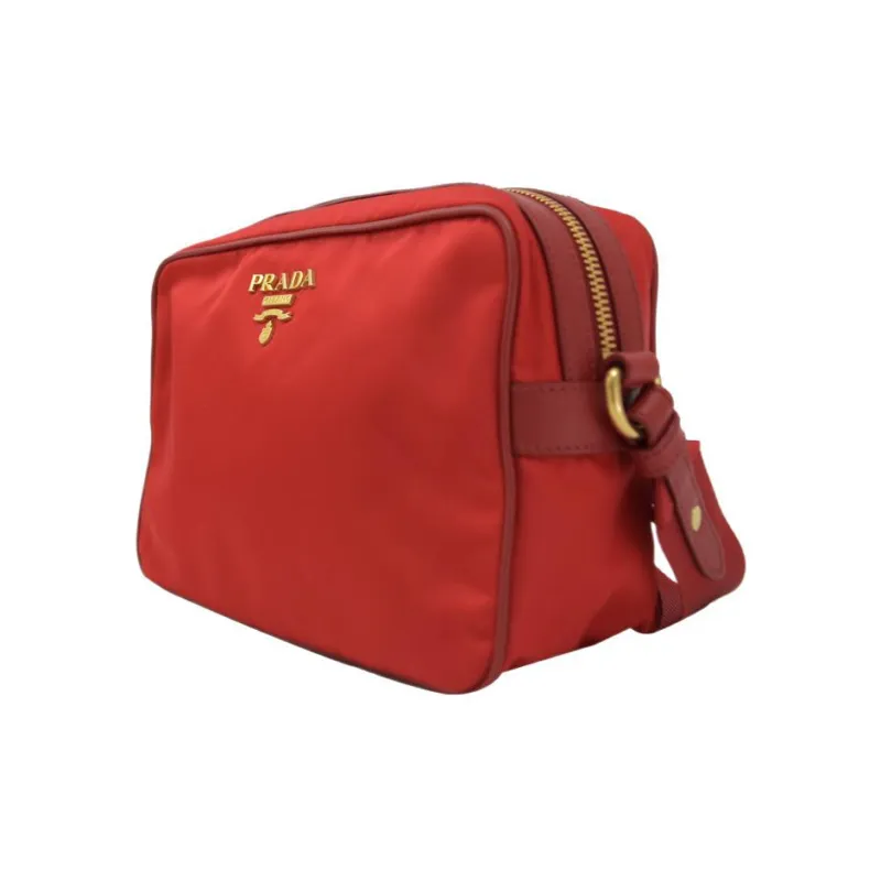 PRADA Fabric With Nylon Handheld Shoulder Bag Crossbody Bag Women's Red-2