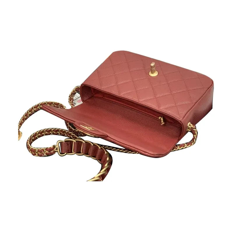 CHANEL Classic Flap CF Coin Collection Calfskin Gold Coin Bag, Shoulder Bag, Crossbody Bag Trumpets Women's Red-3
