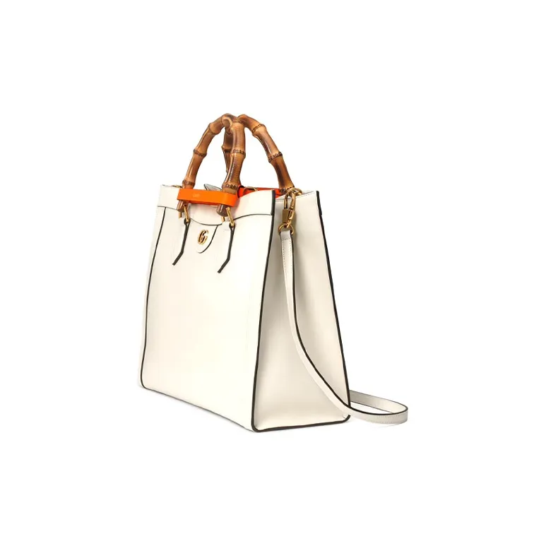 GUCCI Diana Leather Tote Bag Shopping Bag Handbag Medium Size Women's Ecru-2