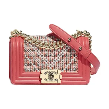 CHANEL Leboy Twill Soft Tweed & Calfskin Metal Shoulder Bag, Crossbody Bag Women's Pink