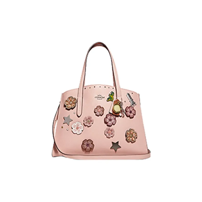 COACH Charlie Pebbled Leather Large Capacity Handbag Crossbody Bag Shoulder Bag, Crossbody Bag Tote Tubas Women's Pink-0