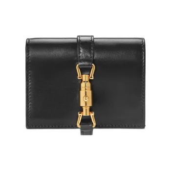 GUCCI Jackie 1961 Leather Clutch Card Holder Wallet Small Size Women's Black
