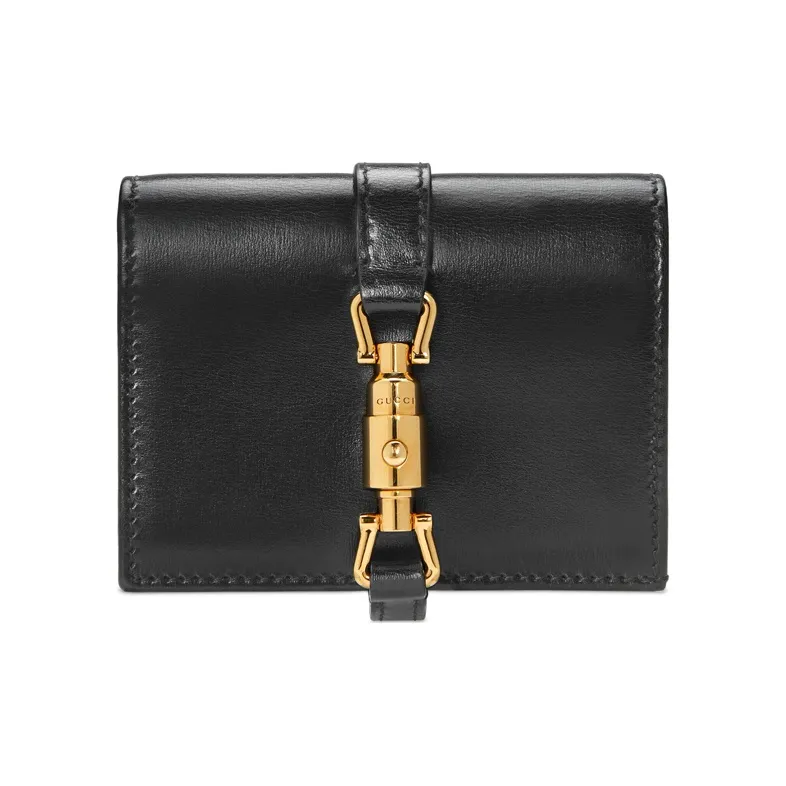 GUCCI Jackie 1961 Leather Clutch Card Holder Wallet Small Size Women's Black-0
