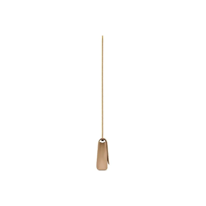 SAINT LAURENT Grain Embossed Leather, Chain Portable Crossbody Bag, Shoulder Bag Women's Dark Beige-3