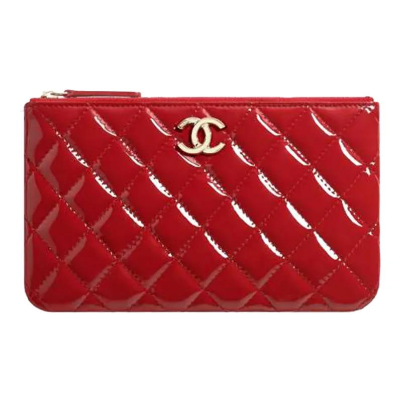 CHANEL Patent Leather Carry Bag Trumpets Women's Red-1