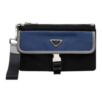 PRADA Fabric Clutch Men's Blue Black