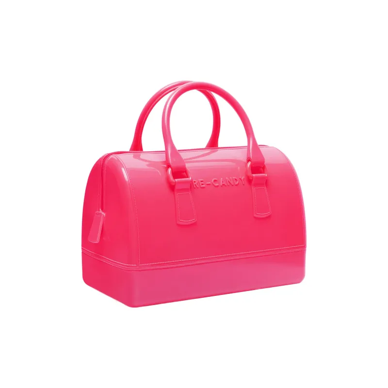 Furla Candy Polyurethane Boston Bag Shoulder Bag Crossbody Bag Handbag Medium Size Women's Pink-1