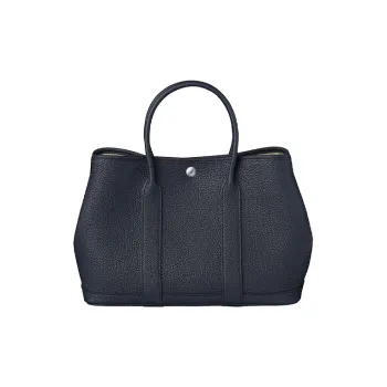 HERMES Garden Party Negonda Calfskin Handbag Unisex 76 Bleu Indigo Indigo