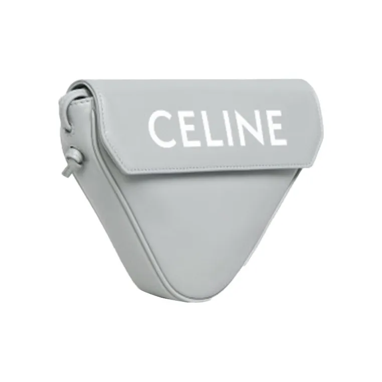 CELINE Smooth Cow Leather Triangle Bag Shoulder Bag Crossbody Bag Men's Light Gray-1