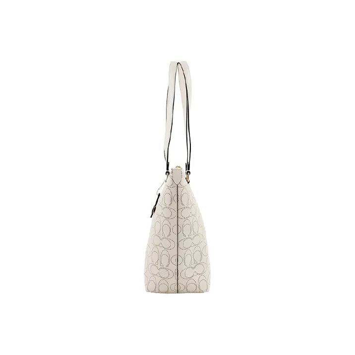 COACH Gallery Leather Tote Bag Shopping Bag Crossbody One Shoulder Handbags Large Size Women's White-2