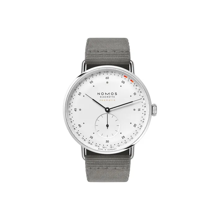 NOMOS METRO Collection Automatic Mechanical Movement Men's Watches Watch White Dial Stainless Steel Case Fabric Strap-0