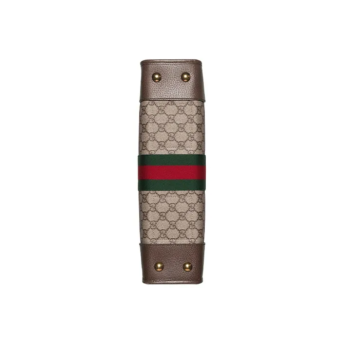 GUCCI Ophidia Canvas With Leather Tote Bag Shopping Bag Handbag Medium Size Unisex Beige/Ebony-5