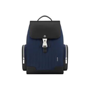 RIMOWA Never Still Canvas And Full Grain Leather Backpack Tubas Unisex Marine Blue With Black