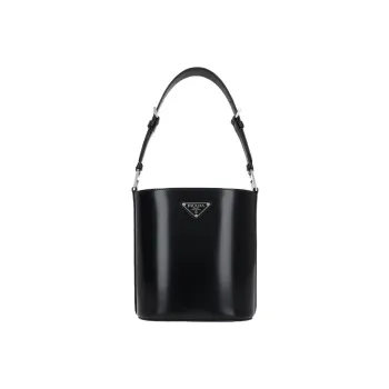 PRADA Smooth Calf Leather Bucket Bag Handbag Shoulder Bag Crossbody Bag Women's Black
