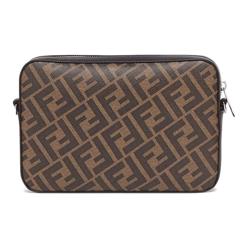 FENDI Coated Canvas With Leather Camera Bag Shoulder Bag Crossbody Bag Men's Brown/Black/Red-3
