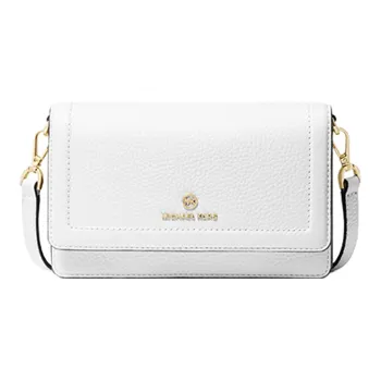 MICHAEL KORS Jet Set Charm Cow Leather MK Shoulder Bag, Crossbody Bag Small Size Women's Pure White