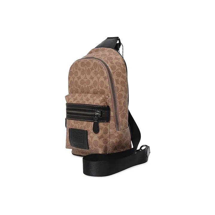 COACH Academy Coated Canvas With Leather Sling Bag Shoulder Bag Crossbody Bag Medium Size Men's Khaki-1