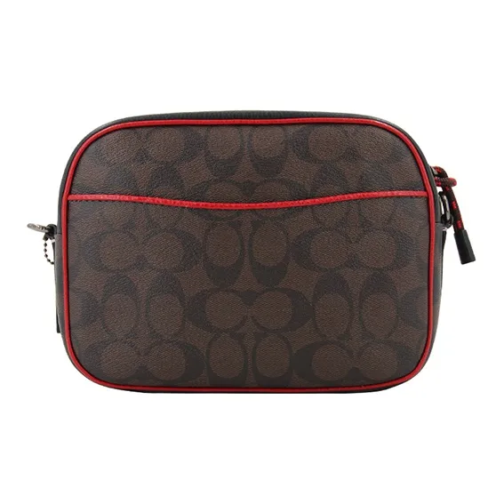 COACH Dempsey Canvas With Leather Camera Bag, Shoulder Bag Medium Size Women's Dark Brown-2