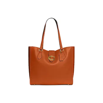 COACH Theo Tote Cow Leather Tote Bag Shopping Bag Shoulder Bags Women's Canyon Red