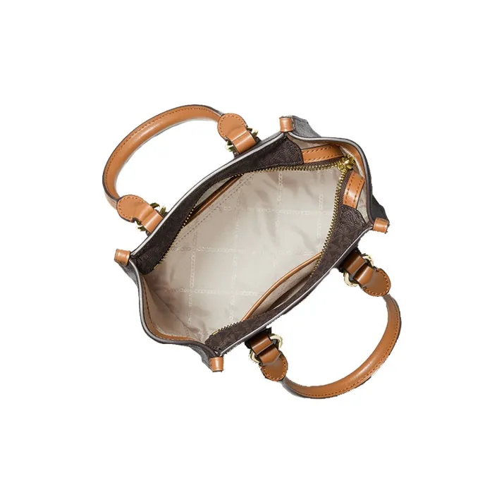 MICHAEL KORS Kris Coated Canvas Handbag, Shoulder Bag, Crossbody Bag Small Size Women's Acorn Brown-6