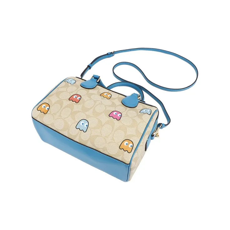 COACH Bennett Artificial Leather Handbag Medium Size Women's Khaki & Blue-2