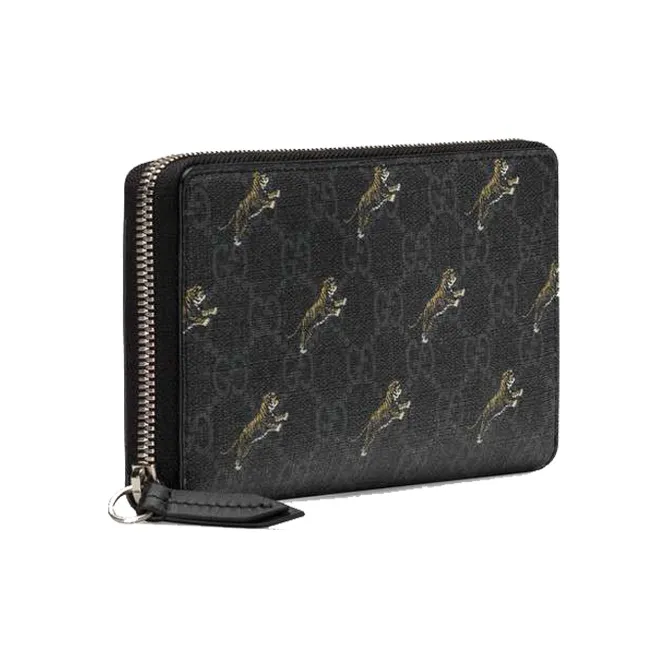 GUCCI Canvas With Leather Wallet Men's Black Gray-2