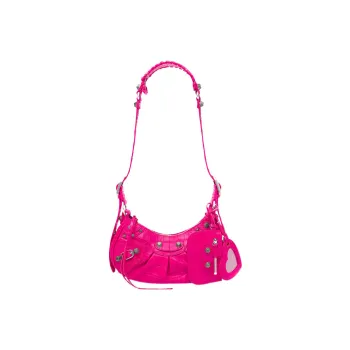 Balenciaga Le Cagole Shoulder Bag Xs Crocodile Embossed Pink