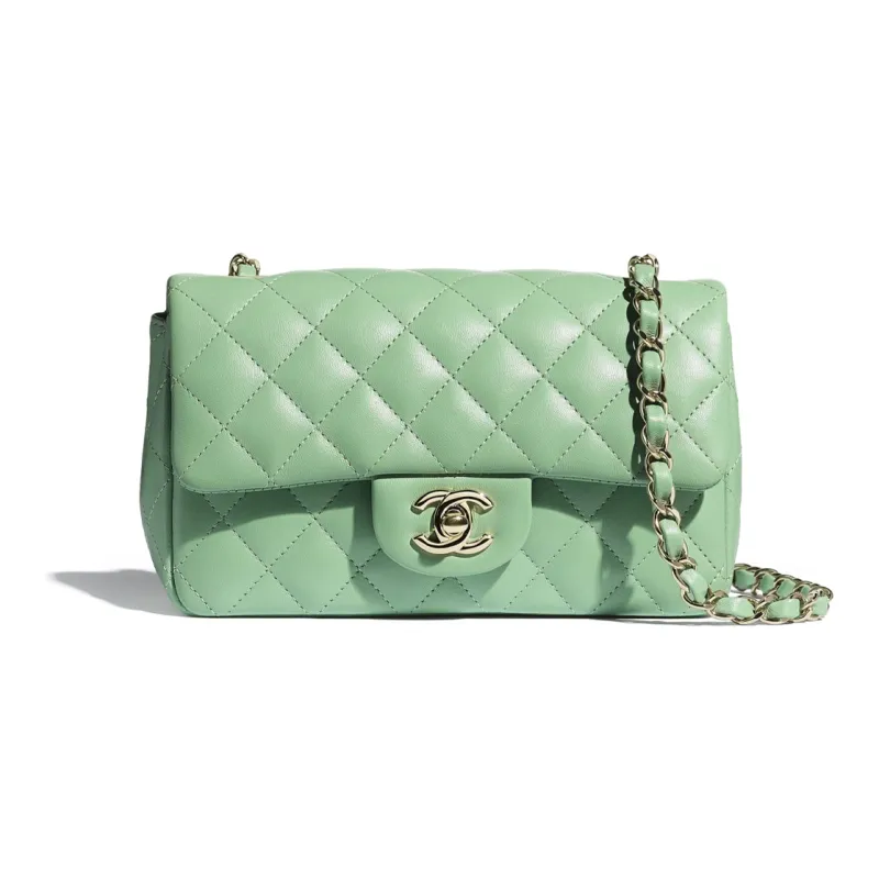 CHANEL Lambskin Crossbody Bag, Shoulder Bag Women's Green-0