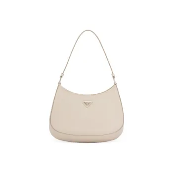 PRADA Shiny Leather Crescent Shoulder Bag Women's Desert Yellow