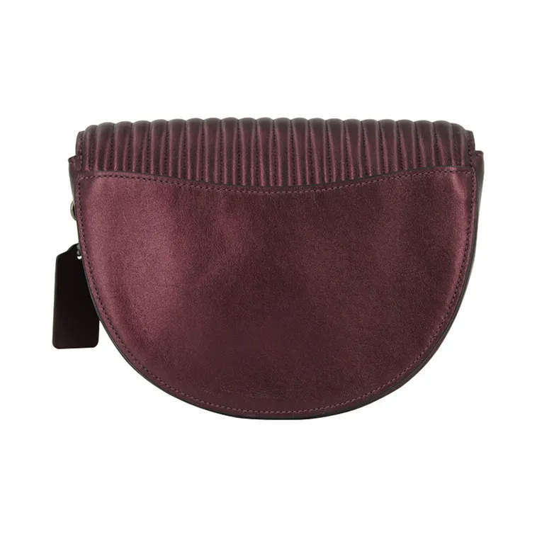 COACH Ellen Leather Saddle Bag, Shoulder Bag, Crossbody Bag Small Size Women's Purple-3